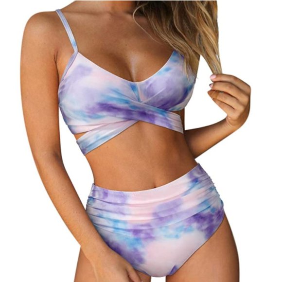 Women Criss Cross High Waisted String Floral